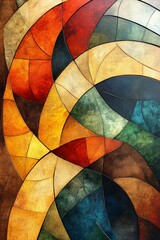 round earth tones abstract artwork orange rounded