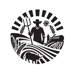 farming logo silhouette vector illustration