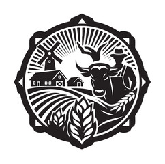 farming logo silhouette vector illustration