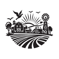 farming logo silhouette vector illustration