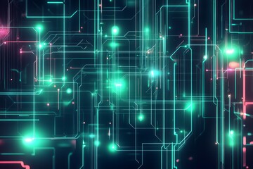 A futuristic AI-themed background featuring glowing circuits