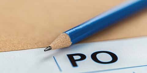 Purchase order form with po text office document business environment close-up view procurement process