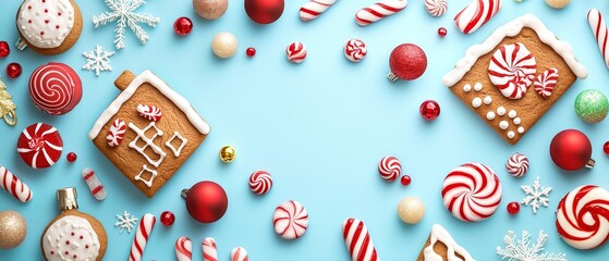 Christmas treats and festive decorations a colorful display of candies and gingerbread cookies home kitchen food photography cheerful atmosphere holiday spirit