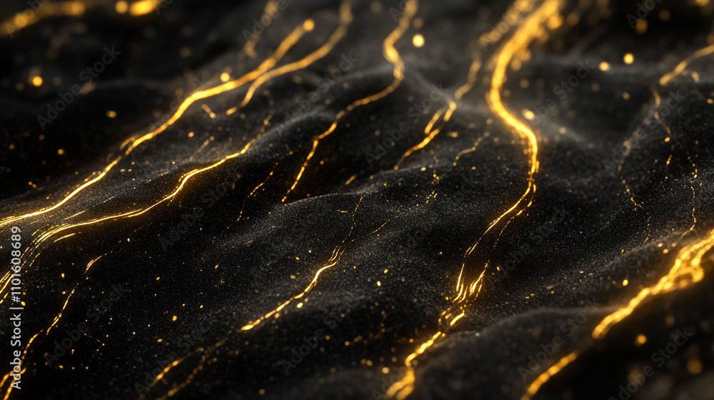 Aufkleber golden strands of light shimmer across a dark surface creating a mesmerizing effect