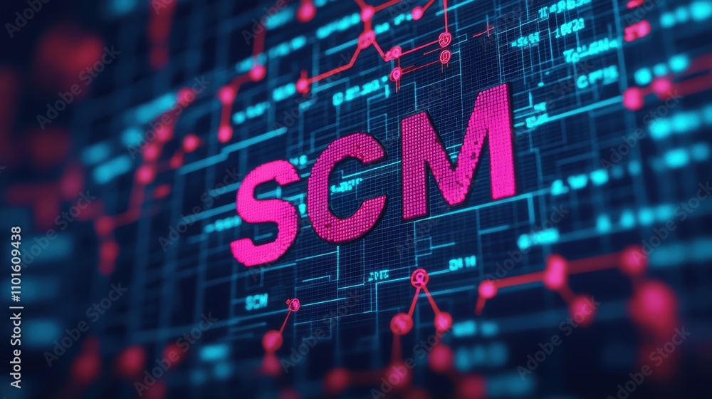 Poster scm analysis in supply chain management chart business sector digital display data-driven insights o