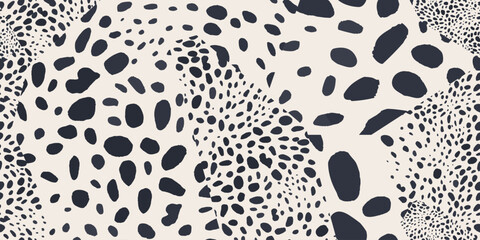 Abstract dots and shapes dynamic pattern. Minimalist contemporary collage print. Fashionable template for design. 