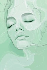 interior design artwork abstract woman tend mint green color  © Femke