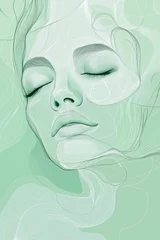 interior design artwork abstract woman tend mint green color  © Femke