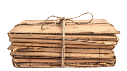 Vintage stacks of bundled papers home office document storage rustic setting close-up view nostalgic concept