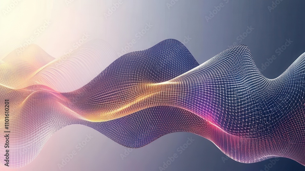 Poster abstract wave design with flowing lines and vibrant colors.
