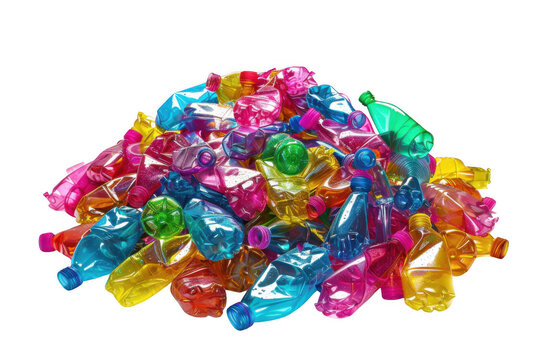 Colorful plastic bottles waste pile urban environment waste management recycling concept close-up viewpoint