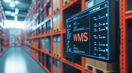 Streamlined warehouse management system digital display for enhanced efficiency in industrial environments