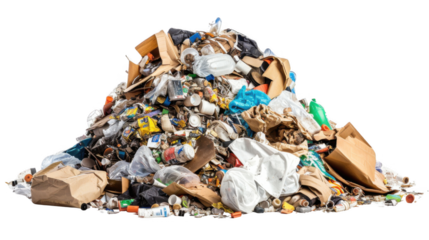 Waste management challenges urban environment image of trash heap pollution awareness ground level view sustainability issues