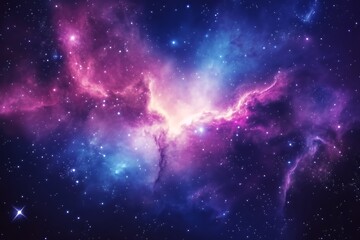 Fototapeta premium A vibrant cosmic nebula filled with stars and colorful gases, showcasing the beauty of space.
