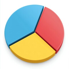Obraz premium 3d pie chart yellow, blue and red.