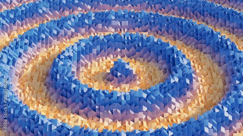 Aufkleber flowing concentric waves: 3d animation of rising columns with smooth orange to blue transitions for 