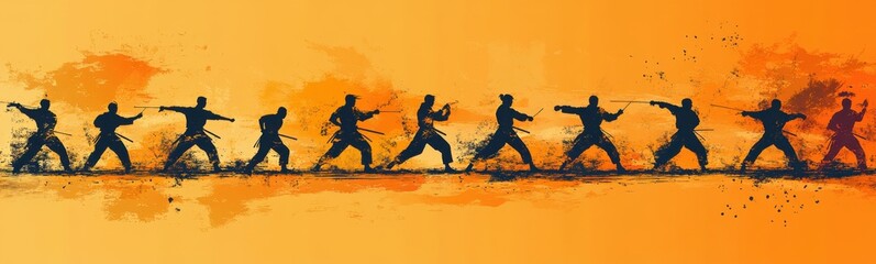 Many people walking together with their arms raised