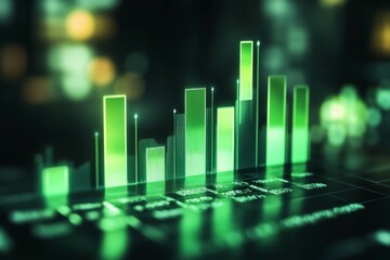Green bar graph, with a gradual increase from left to right