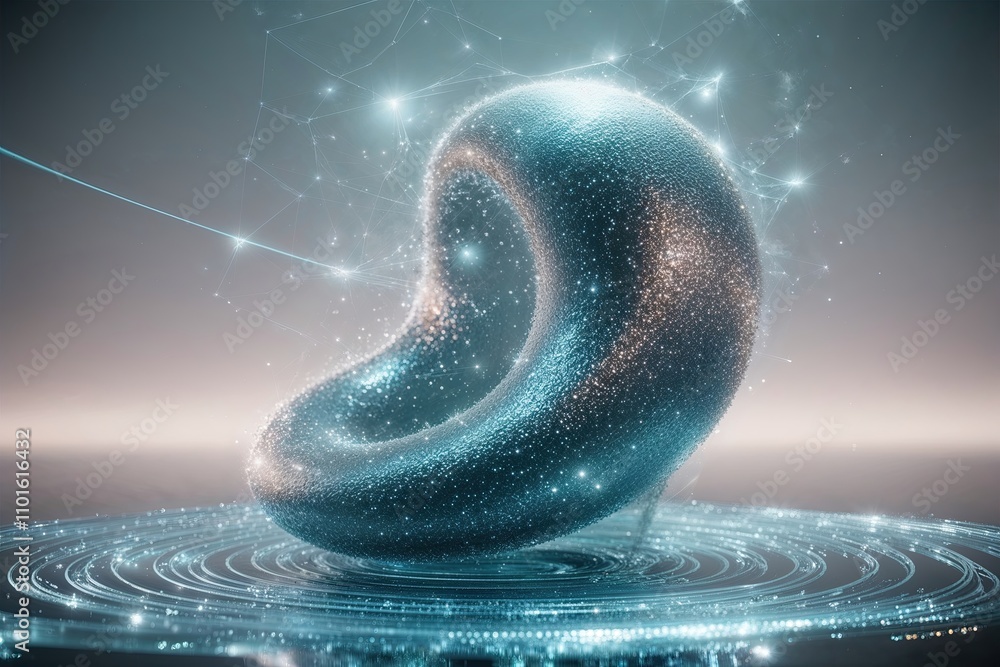 Poster ethereal shimmering 3d concept and shape visualization techniques