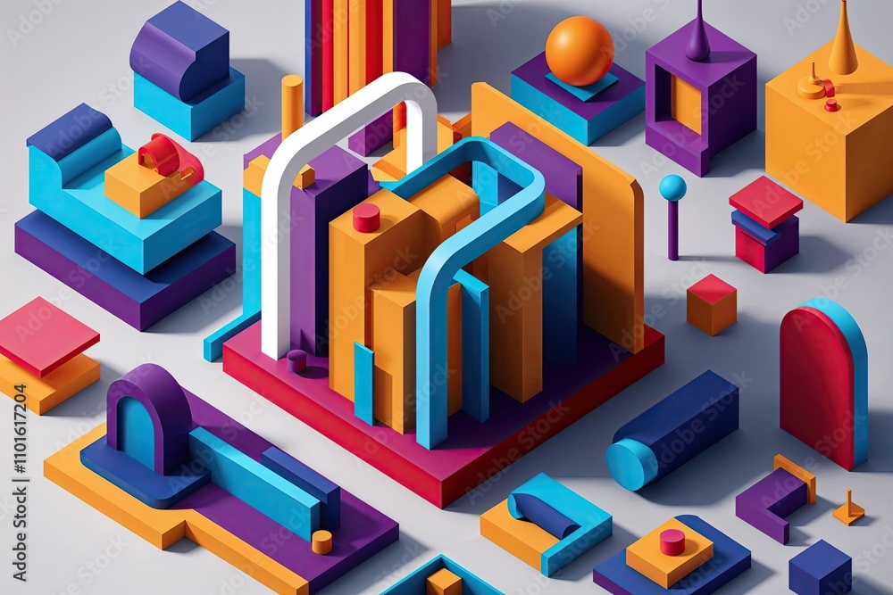 Poster dynamic 3d abstract structure visuals for innovative design projects