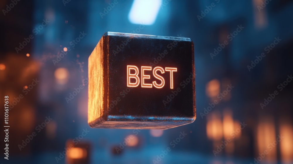 Poster a floating 3d cube with 