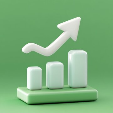 3d Green business graph with arrow