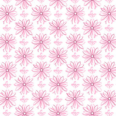 seamless pattern with pink flowers
