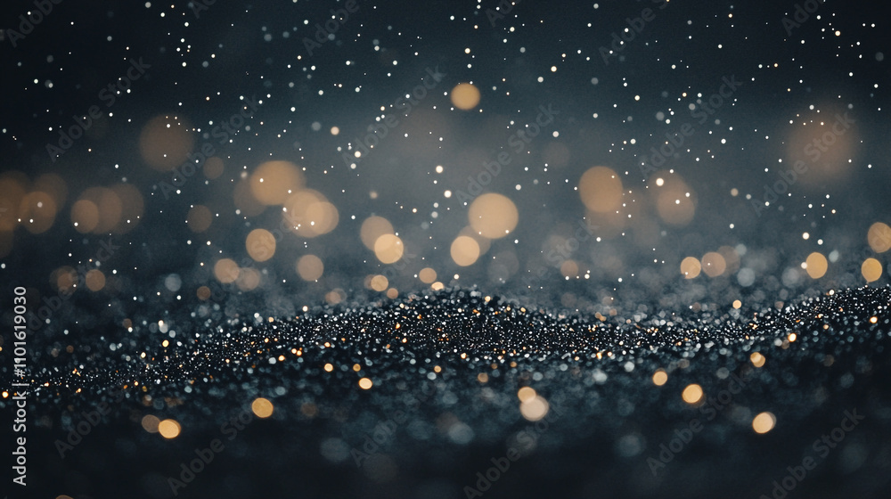 Poster sparkling droplets create a magical atmosphere in a nighttime setting