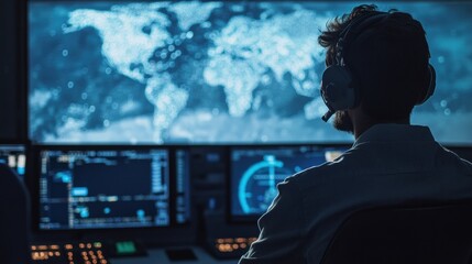 Air traffic control personnel monitoring multiple flights for safe landing and takeoff