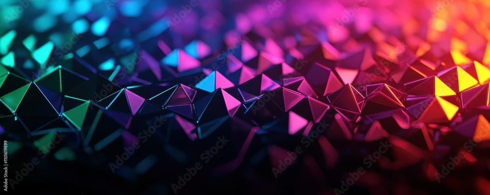 Poster abstract colorful glowing triangular prism background