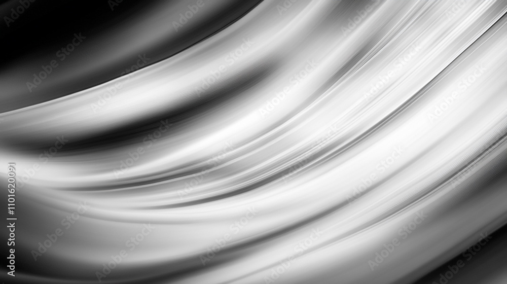 Poster black and white abstract waves flowing smoothly across a surface