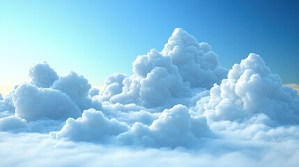 Vast expanse of fluffy white clouds against a bright blue sky, symbolizing cloud computing and digital storage solutions.