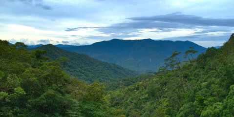 Fototapeta premium A photo taken during low light along the Mator Highway in Infanta, Quezon, would capture the soft, muted colors of dusk settling over the landscape