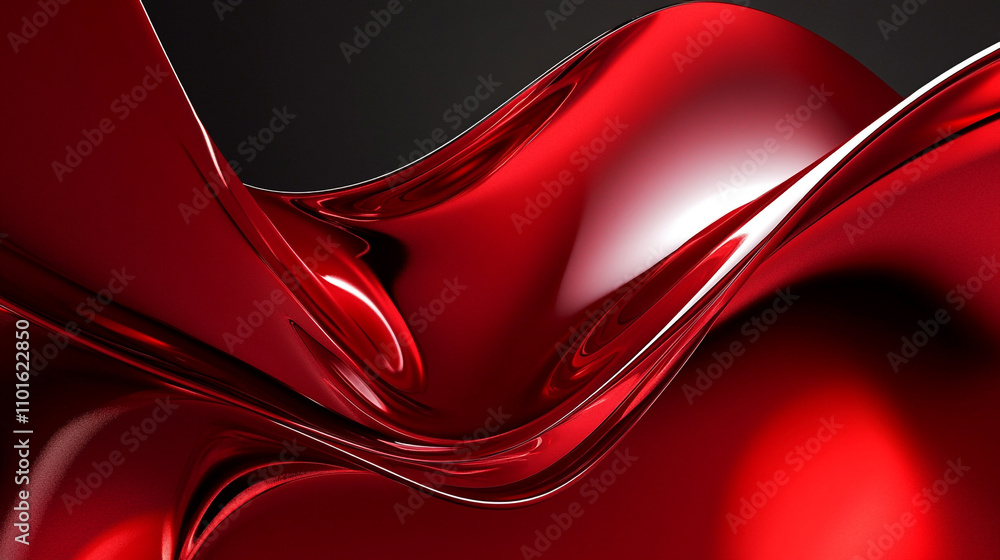 Aufkleber curved red abstract design flowing with smooth elegance in a dark backdrop