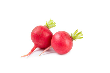 Fresh radish isolated on white background. Organic garden radish slices. clipping root crop. Vegetables. Vegan. Diet products. Healthy food.