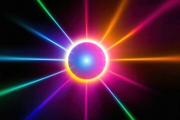 Vibrant Lens Flare Effect on Dark Background with Bright Colors
