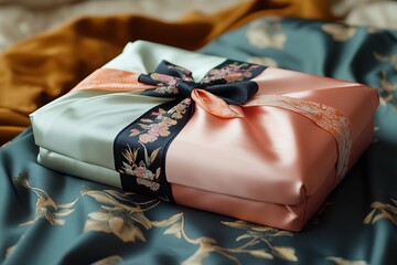 Naklejka premium South Korean traditional silk has no pattern and it's a gift wrapped beautifully.