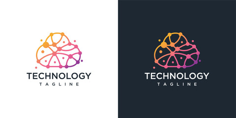 digital cloud connection technology logo vector template	
