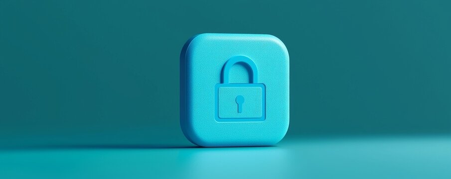 The Cyberbullying with anonymity concept. 3D blue padlock icon on a teal background.