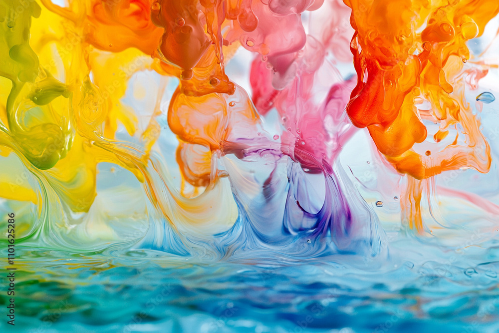 Poster vibrant colors blend and swirl in mesmerizing liquid patterns