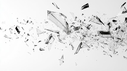 Shattered Glass Fragments Exploding in 3D Abstract Background Illustration