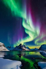 Foto op Aluminium landscape with snow aurora and mountains © daniel