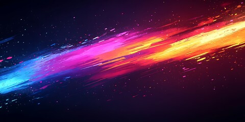 Obraz premium Abstract vibrant colorful streak of light across dark background.