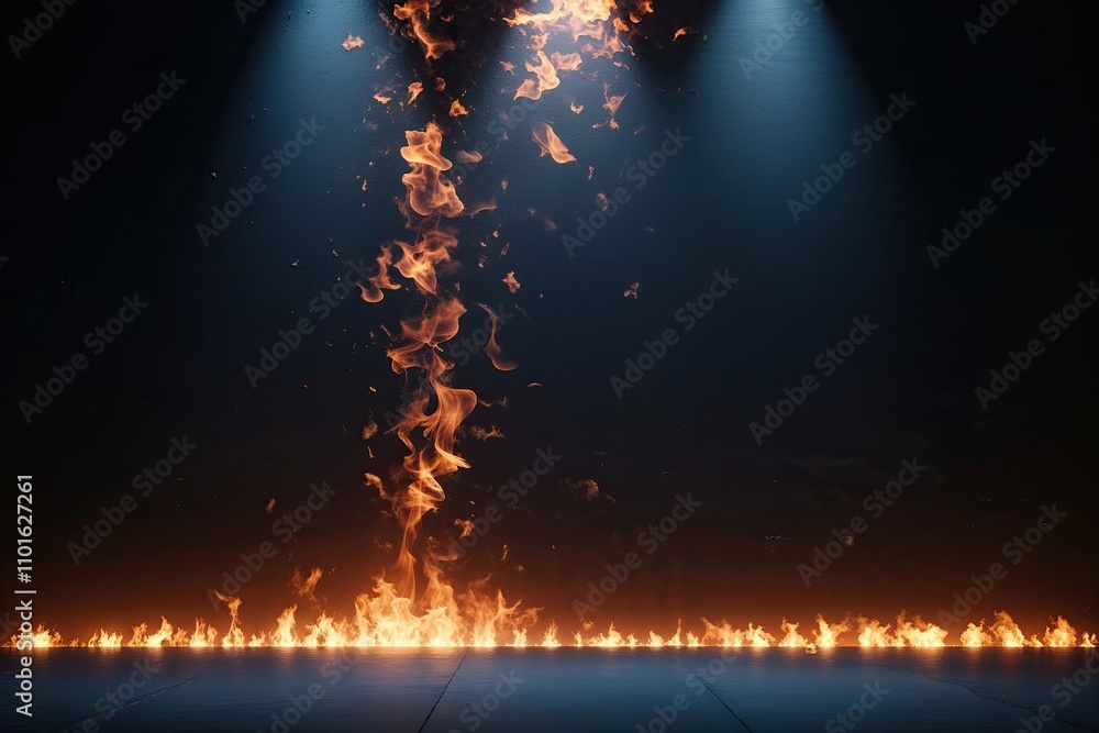 Poster ember glow and light effects on dark background in widescreen format