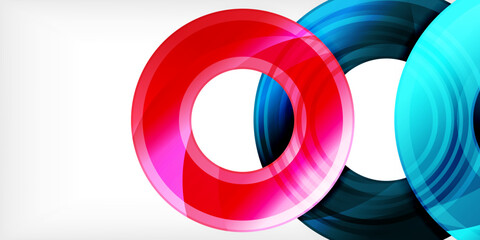 Bright colorful circles with light effects. Abstract background