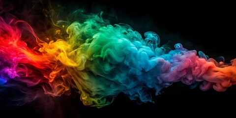 Abstract Colorful Smoke Swirling in a Dark Background