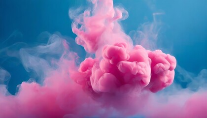 Vivid pink smoke clouds on a striking blue backdrop, showcasing dynamic motion and vibrant hues in bold color contrasts, ideal for creative, design, and artistic visual projects.