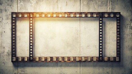 Rustic Film Reel Frame on Weathered Wall Background for Vintage Media Projects