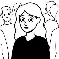 illustration of a confused woman emotional people concept