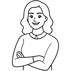 illustration of a smiling woman with her arms crossed 